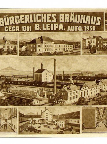 Propagační pohlednice z roku 1930 propagující českolipské hostince. 
