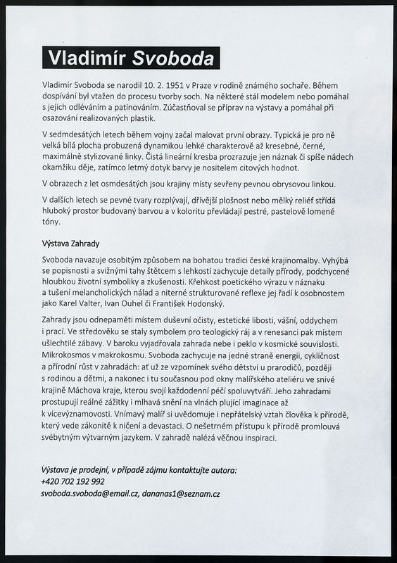 Vladimír Svoboda: Zahrady