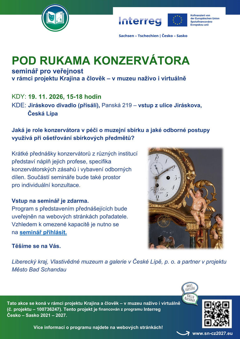 Pod rukama konzervátora — akce v České Lípě, Vlastivědné muzeum a galerie v České Lípě
